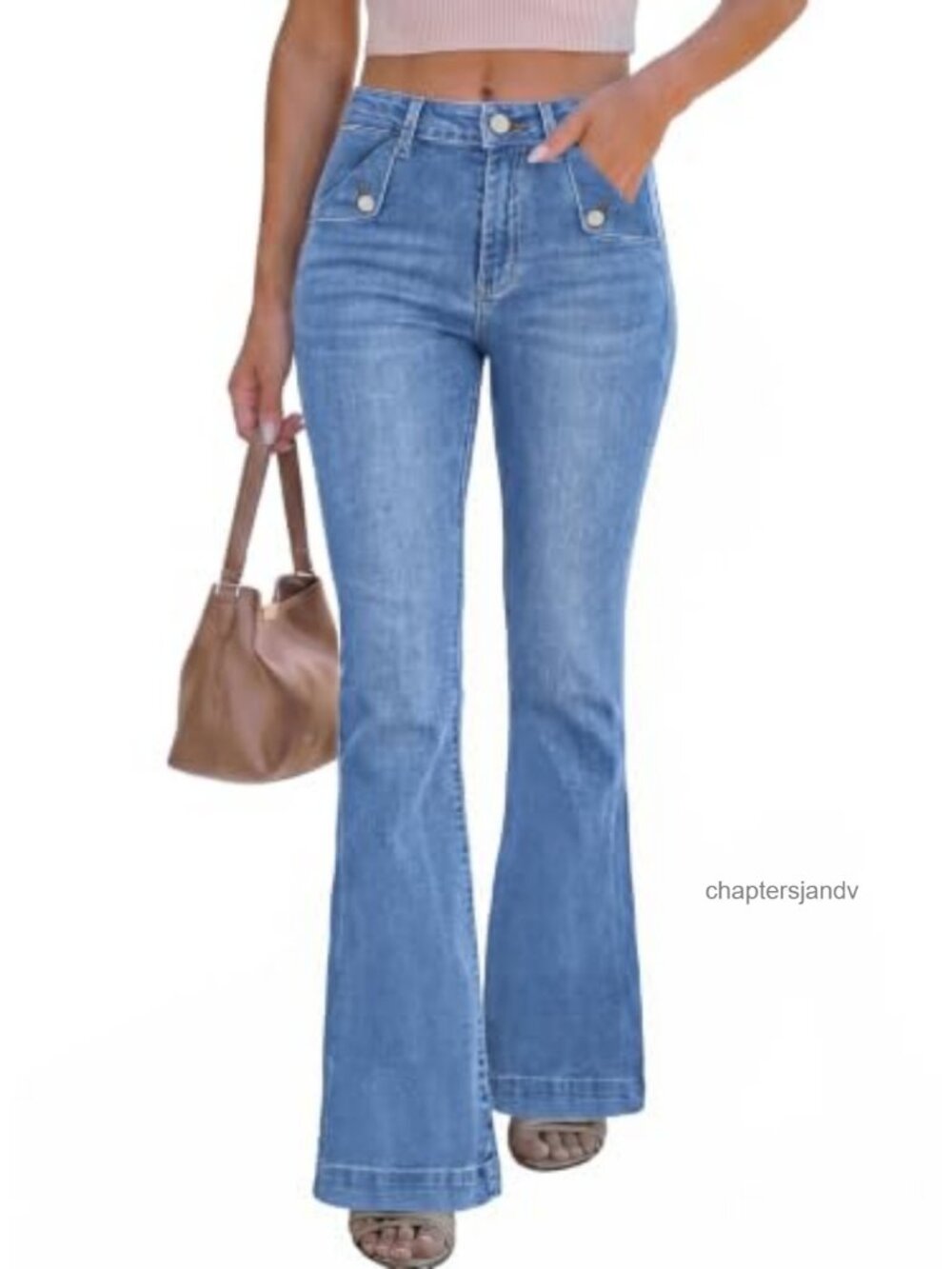 High Waisted Flare Jeans Stretchy Bootcut Denim Retro Chic